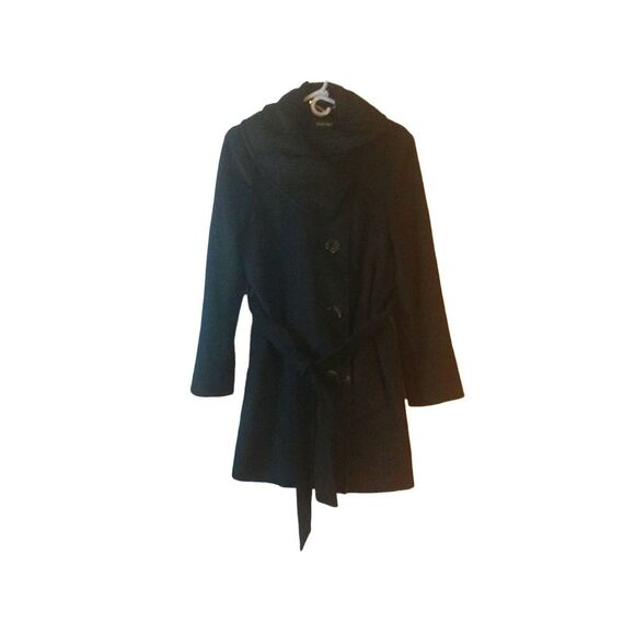 Ellen Tracy Belted Trench Coat – Women’s 10 – Black Classic Stylish Outerwear